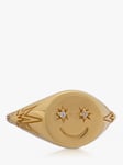 Rachel Jackson London Ride or Die Smiley Face Pinky Signet Ring, Gold