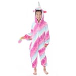 Flickor Barn Unicorn Onesie Kostym Pyjamas Fleece Jumpsuit Mjuk Nattkläder PJs 4-7 år B