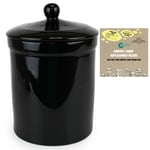 Portland Ceramic Compost Caddy/Food Waste Bin - Black & 1 x Pack of Filters