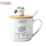 400ml Koreansk Hamster Mug Cartoon Söt Sked Lock Grön