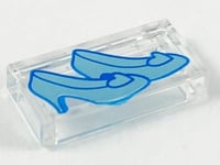 LEGO Accessory Trans Clear Cinderella Blue Slippers 1x2 Tile