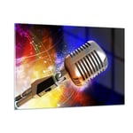 Impression sur Verre 120x80cm Tableaux Image Photo Microphone musique chanteur