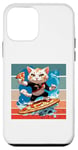 Coque pour iPhone 12 mini Chat Surf Pizza Vagues Aventure Fun Energy Tranche Géante