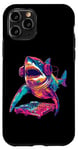 Coque pour iPhone 11 Pro Party Shark Disco DJ avec illustration de platine casque