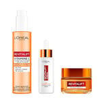 L'Oréal Paris - Routine Eclat - Crème En Mousse Nettoyante à la Vitamine C, 150 ml + Sérum 12% Vitamine C Pure, 30ml + Crème Jour Enrichie en Vitamine C, 50ml - REVITALIFT CLINICAL