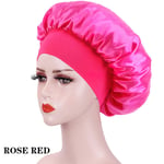 (-Kuan Rose Red)Uusi Suuri Satiini Bonnet Silkki Yöunkkumyssy Pitkä satiininen kuppi Päällä Tienauha Bonnet Reunakääre Naisten Kiharat Hiukset