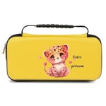 Etui pochette Switch lite jaune leopard et coeur personnalisee