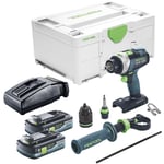 Tpc 18/4 Perceuse-visseuse à percussion sans fil 75 Nm Brushless 18V + 2x Batteries 4,0 Ah + Chargeur + Coffret Systainer - Festool