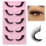 EMEDA Cils œil de renard cils œil de chat 7-13mm Faux cils naturels Effet d'extension de cils L Curl Cils épais et ondulés Cat eye Fox Eye lashes Faux cils 5 pairs (F30)