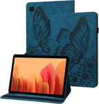 Etui Galaxy Tab A7 2022/2020 Housse En Cuir Pu Papillon En Relief Portefeuille Coque De Protection Tablette Pour Samsung Galaxy Tab A7 10.4 Pouces Sm-T500/T503/T505/T509 - Bleu Marine