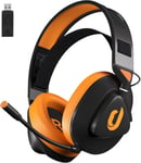 G90 Casque Gaming sans Fil, léger à Suspension Casque Bluetooth sans Fil avec Microphone, Casque Gamer Noir et Orange Casque pour PS4, PS5, PC (Pas pour Xbox)