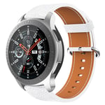 Samsung Gear S3 Classic / S3 Frontier / Galaxy Watch 46mm klockarmband i äkta läder - Vit