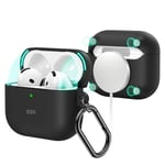 ESR for AirPods 4 Case (HaloLock), Compatible with AirPods 4th Generation Case (2024) (USB-C), Compatible with MagSafe, Full Drop Protection Cover with Carabiner, Magnetic Lid Lock, Black