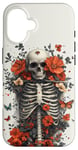 iPhone 16 Skeleton Ribcage Anatomy with Flowers Butterflies Case