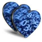 2x Heart MDF Coasters - Blue Number Art Maths Physics  #12331