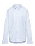 Monogram Stretch Pique Shirt L/S Tops Shirts Long-sleeved Shirts Blue Tommy Hilfiger