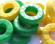 Set of 42 spare disks for Mega 4 in a Line (21 green, 21 yellow) (UK)