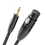 deleyCON 2m Câble XLR vers Prise Jack Stéréo 3,5mm - Câble Adaptateur pour Microphone Audio AUX - Qualité Studio - En Cuivre pur OFC (AWG24) Prise Femelle XLR vers Prise Jack 3,5mm