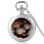 DSHUJC Pocket Watch, Antique Steampunk Style Vintage Charm Quartz Pocket Watch Glass Dome Pendant Necklace Men Women Hours Clock Gifts