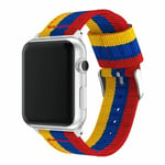 Apple Watch Series 4 44mm raidallinen nailoni kangas kellon vaihdettava ranneke - Keltainen/ Punainen/ Sininen Monivärinen