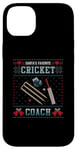 Coque pour iPhone 14 Plus Pull de Noël moche pour entraîneur de cricket préféré du Père Noël