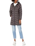 Tommy Hilfiger Women's Long Down Puffer Jacket Down Coat, Chevron Packable Eiffel Tower, L