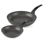 Tower Cerastone T81282X 2 Piece Forged Frying Pan Set with Non-Stick Coating and Soft Touch Handles, 20/28cm, Graphite