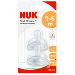 NUK First Choice+ Silicone Teat 2 Pack - Size 1 Small Hole