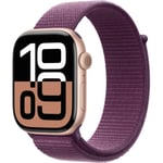 Apple Watch Series 10 GPS + Cellular - 46mm - Boîtier Rose Gold Aluminium - Bracelet Plum Sport Loop