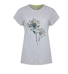 WEIRD FISH Seedheads Front Print Organic Cotton T-Shirt in Grey UK 12 NEW BNWT