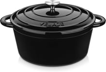 Velaze Cast Iron Dutch Oven,Casserole Dishes with Lids Oven Proof,Dutch Black 