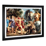 Big Box Art Framed Print of Peter Paul Rubens Attack Design | Wall Art Picture | Home Decor for Kitchen, Living, Dining Room, Bedroom, Hallway, Office, Black, A2 / 24.5x18 Inch / 62x45cm