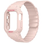 Apple Watch Ultra 1/2 49mm Armband med Skal Silikon Magnetstänging Rosa