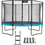 Trampoline de jardin 365 cm + filet de sécurité + échelle + kit ancrage punchi Bleu 360 - Kangui