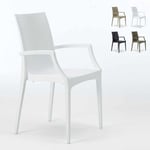 Chaise de jardin fauteuil accoudoirs bar café restaurants en Poly-rotin BISTROT ARM Grand Soleil Couleur: Blanc