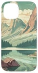 Coque pour iPhone 14 Rocky Mountain Lake Vintage Paysage graphique