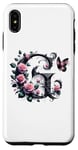 Coque pour iPhone XS Max Letter G Initial Floral Monogram Rose Pink Flower Butterfly