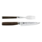 KAI Shun Premier Tim Mälzer Japanese Cutlery 2-Piece Set - Fork 22 cm Total Length + Steak Knife 25 cm Total Length - Damascus 32 Layers VG MAX Core - 61 (±1) HRC - Pakkawood Handle - Made in Japan