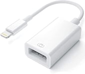 Adaptateur Apple Lightning vers USB pour Appareil Photo, câble USB 3.0 OTG pour iPhone/iPad pour connecter Un Lecteur de Cartes, Une clé USB, Un Disque U, Un Clavier, Une Souris, des hub, Un MIDI