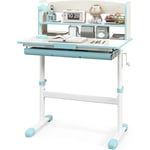 Goplus - Bureau Enfant Fille Garcon, Table d'Étude Réglable en Hauteur avec Rangement, Plateau Inclinable à 7 Niveaux, Tiroir, Support à Livre,