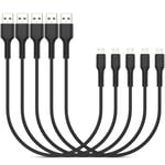 Câble Micro Usb Court 0.3M, Lot De 5 Sync Et Charge 30Cm Chargeur Rapide Android Câble Compatible Avec Samsung Galaxy S7 S6 S5, Nexus, Lg, Ps4, Htc, Motorola, , Nexus, Nokia (Noir)[X666]