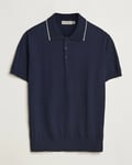 Canali Contrast Short Sleeve Polo Navy