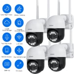 ZOSI 4PC 3MP CCTV WIFI IP Camera Wireless PTZ Smart Color Night Vision Outdoor