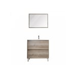 Meuble sous vasque 2 tiroirs 80 cm Bois + Miroir - lango - l 81.5 x l 47 x h 82 cm