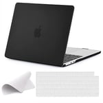 EooCoo Coque Mat Compatible avec MacBook Air 13 M2 M3 13,6 Pouces 2024 2022 A2681 A3113 avec Touch ID, Housse Rigide en Plastique + Protection Clavier + Chiffons de Polissage - Noir Mat