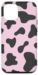 Coque pour iPhone 13 Pro Étui imprimé vache gris foncé et rose