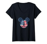 Disney Mickey Mouse Vintage Americana Fourth of July T-Shirt avec Col en V