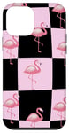 Coque pour iPhone 12 mini Cute Pink Flamingo Checker Pink and Black Checkered Flamingo