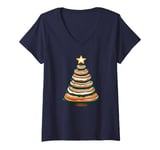 Womens Everything Bagel with Cream Cheese Christmas Tree V-Neck T-Shirt