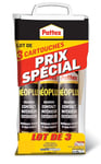 PATTEX Néoplus Colle de Fixation type néoprène - Lot de 3 Cartouches de 390g - Tous matériaux, intérieur et extérieur, prise immédiate